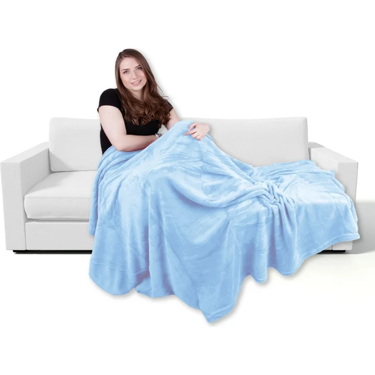 Kuscheldecke supersofte Tagesdecke vielseitig verwendbare Microfaser-Decke, flauschig und anschmiegsam in vielen verschiedenen modischen Farben erhältlich (blau - babyblau / 210x280 cm) – Bild 6