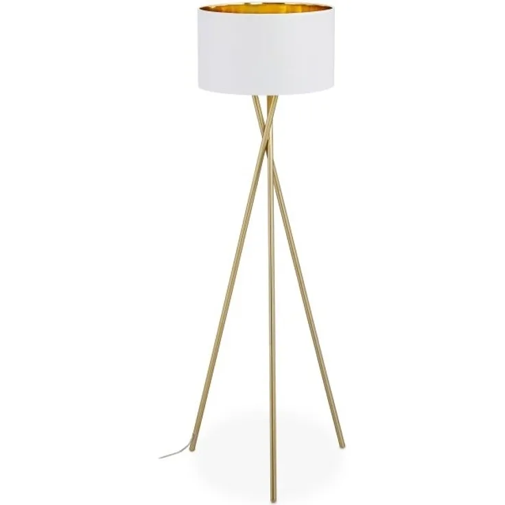 Dreibein Stehlampe in Weiß & Gold 10038881