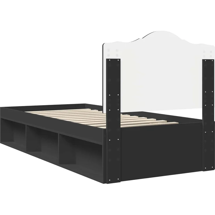 vidaXL Bettrahmen Schwarz 100 x 200 cm Massives Kiefernholz 3413345 – Bild 8