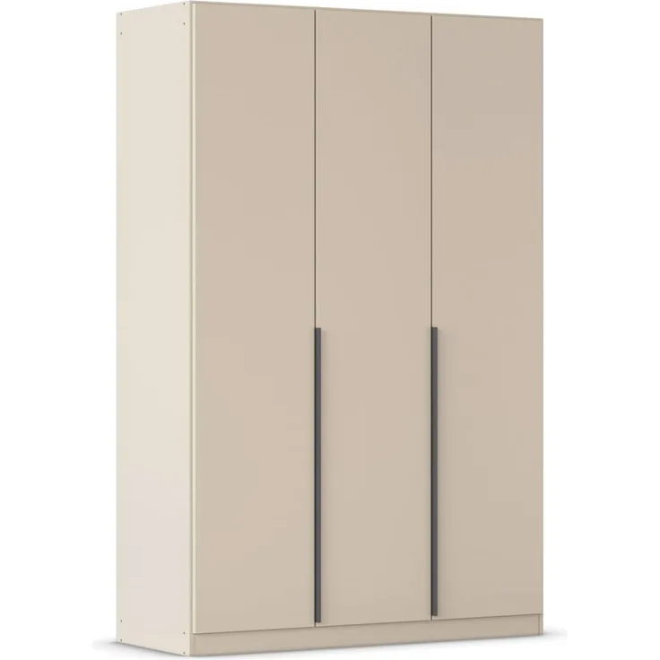 Rauch Möbel Alabama, Kleiderschrank, Garderobe, 3-türig, Zubehör Premium, 2 Kleiderstangen, 5 Einlegeböden, Schubladeneinsatz, Farbe Beige, Griff Grau metallic, 136 x 210 x 54 cm