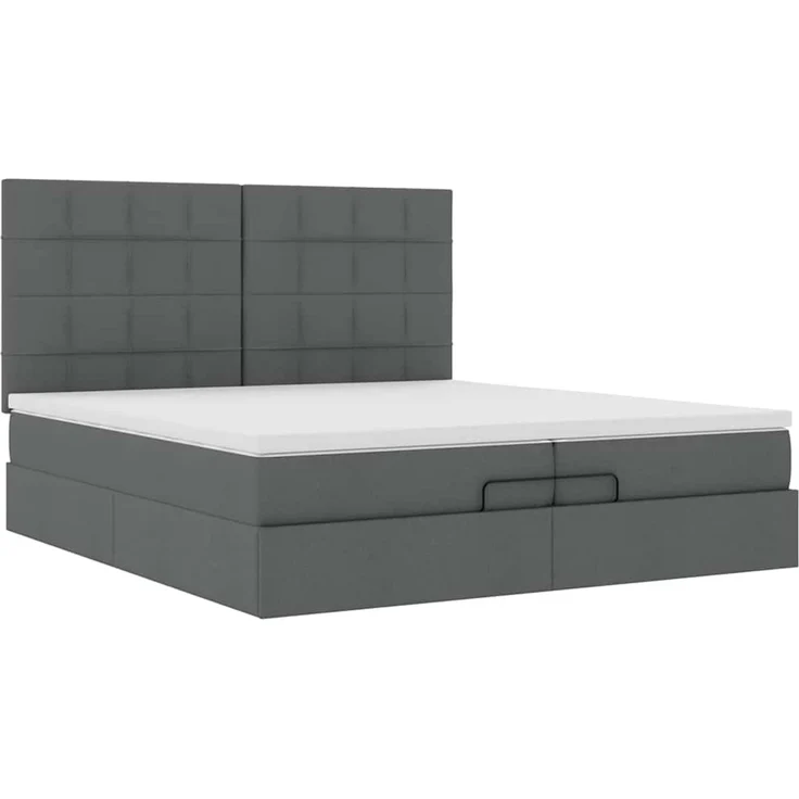 vidaXL Ottoman-Bett mit Matratzen Dunkelgrau 200x200 cm Stoff 3313183 – Bild 4