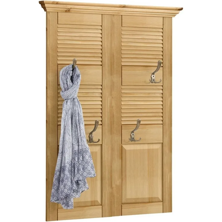 OTTO home Garderobenpaneel Ayanna, Paneel für Flur, im Landhausstil, FSC®, Breite 84 cm, mit 4 Doppelhaken, aus massiver Kiefer, FSC®