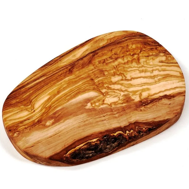 dasOlivenholzbrett Servierbrett Brotzeitbrett aus Olivenholz im Naturschnitt, Olivenholz, (1-St)