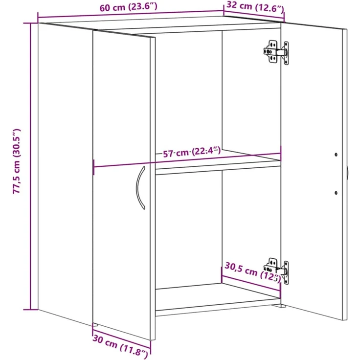vidaXL Aktenschrank Sonoma-Eiche 60x32x77,5 cm Holzwerkstoff 840767 – Bild 10