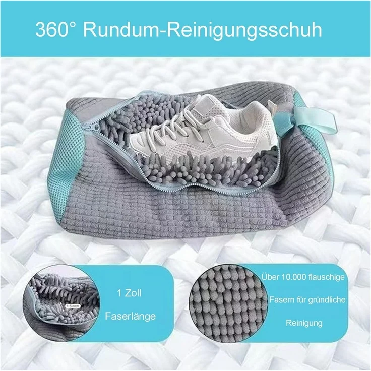 Mutig Wäschesack 2 Stück Schuhwaschbeutel Waschmaschine, Wiederverwendbar (mit Reißverschluss, Plüsch Wäschesack, 360° Reinigungsflusen), Schutz für Schuhe, Sneaker, Tennisschuhe – Bild 3