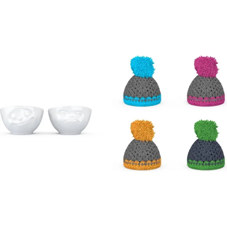 FIFTYEIGHT PRODUCTS Eierbecher Eierbecher-Set Nr. 2 - inkl. Mützen - Och bitte & Lecker, (1-tlg)