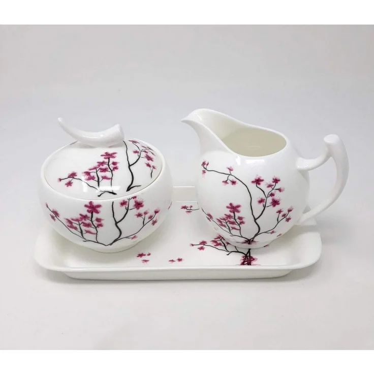TeaLogic Teeservice TeaLogic Cherry Blossom Milchkännchen und Zuckertopf, Fine Bone China – Bild 2