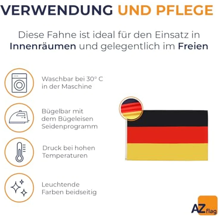 AZ FLAG - Flagge Deutschland - 150x90 cm - Deutsche Fahne 100% Polyester mit Messing-Ösen - 110g – Bild 5