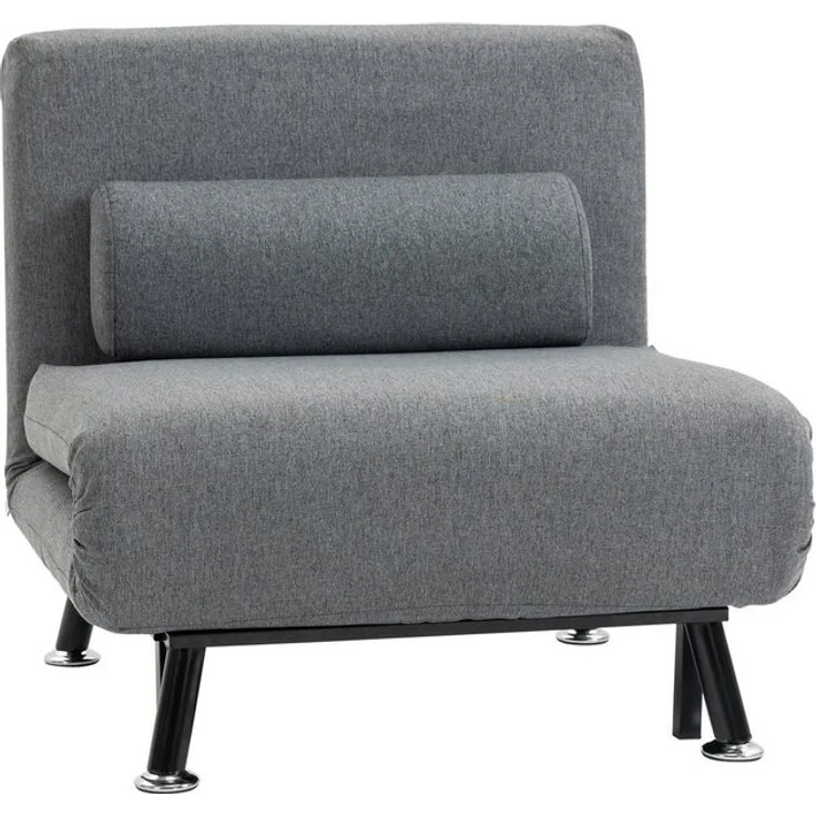 HOMCOM Sessel Schlafsofa, Klappmatratze, Bett, Gästebett (Klappbett, 1-St, Schlafsessel), für Wohnzimmer, Dunkelgrau – Bild 4