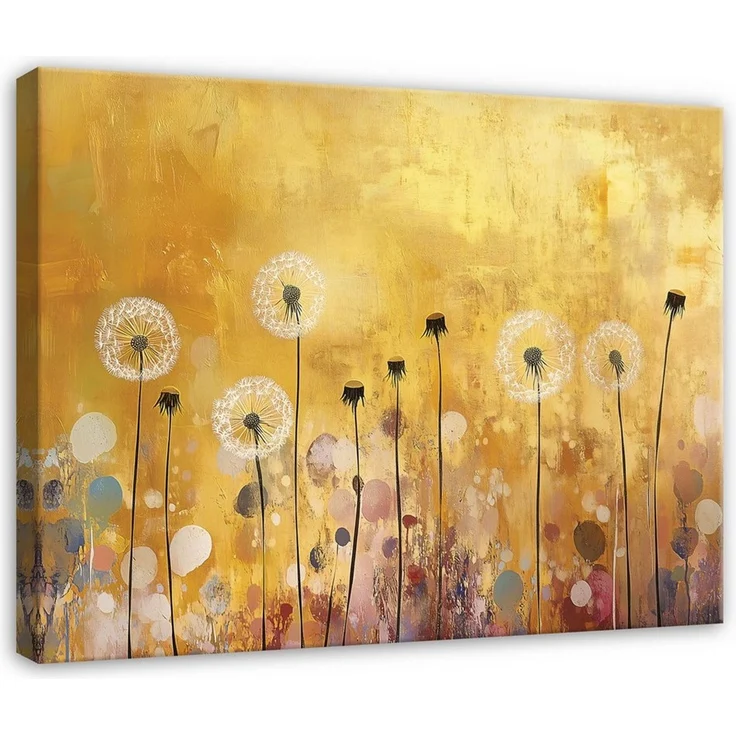 Wallarena Leinwandbild Blumen Pusteblumen - Gelb - Modern - Wohnzimmer, Blumen, 40 x 30 x 2 cm – Bild 2