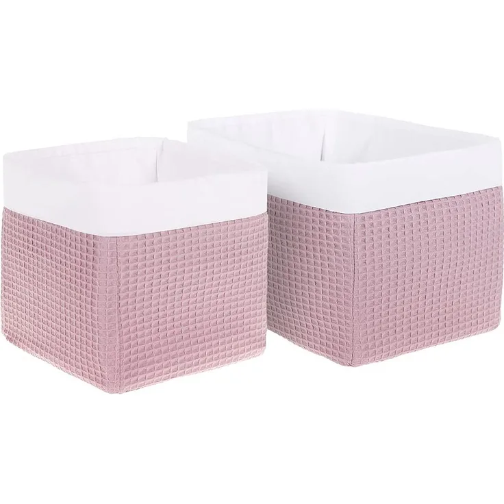 KraftKids Stoff-Körbchen in Waffel Piqué rosa, Aufbewahrungskorb für Kinderzimmer, Aufbewahrungsbox fürs Bad, Größe 20 x 20 x 20 cm