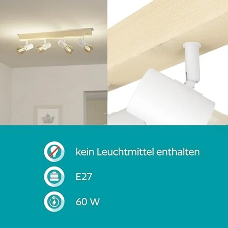 Eglo 33172 TOWNSHEND 3 braun, weiß L:63cm B:5cm – Bild 4
