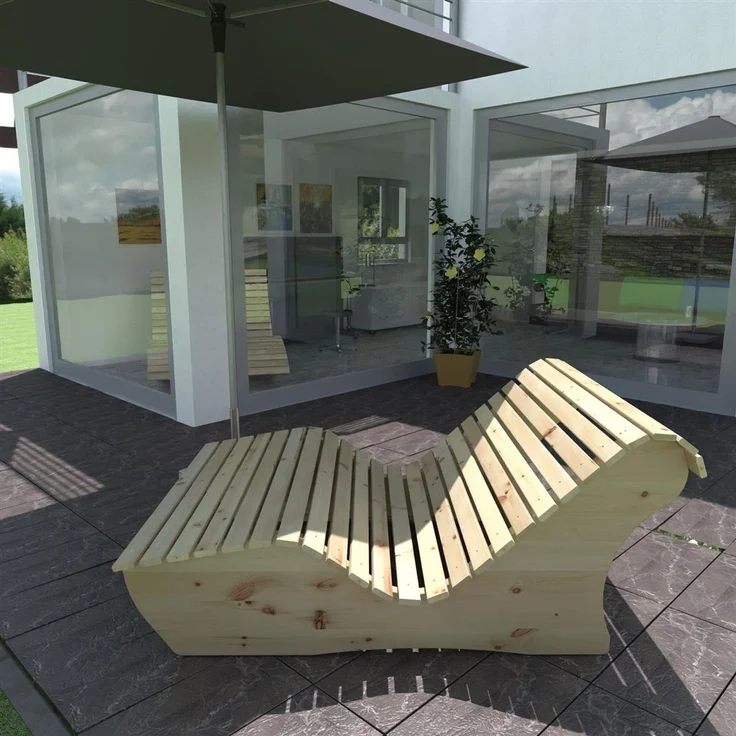Relaxliege "Sigi" Gartenliege Massivholz Zirbe gerade 140cm – Bild 2