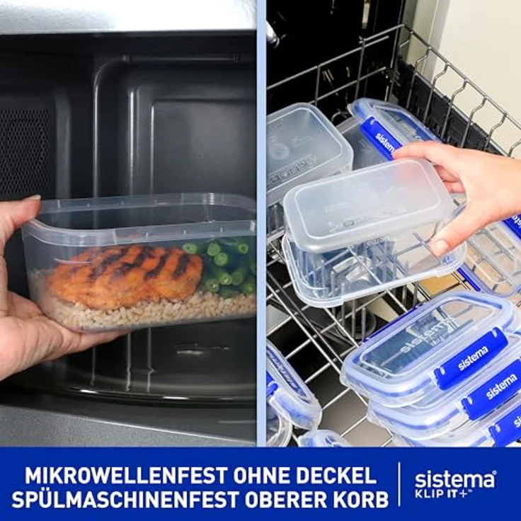 Sistema KLIP IT PLUS auslaufsichere Vorratsdosen | 2x1L & 2,2 L | luftdichte und stapelbare & ineinander stellbare Frischhaltedosen für Meal Prep mit Deckel | Brotdosen für Pause | BPA-frei, 3 Stück – Bild 6