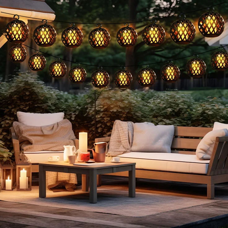 LED Solar Lichterkette, 16x Kugel, Flammen-Effekt, L 200 cm – Bild 4