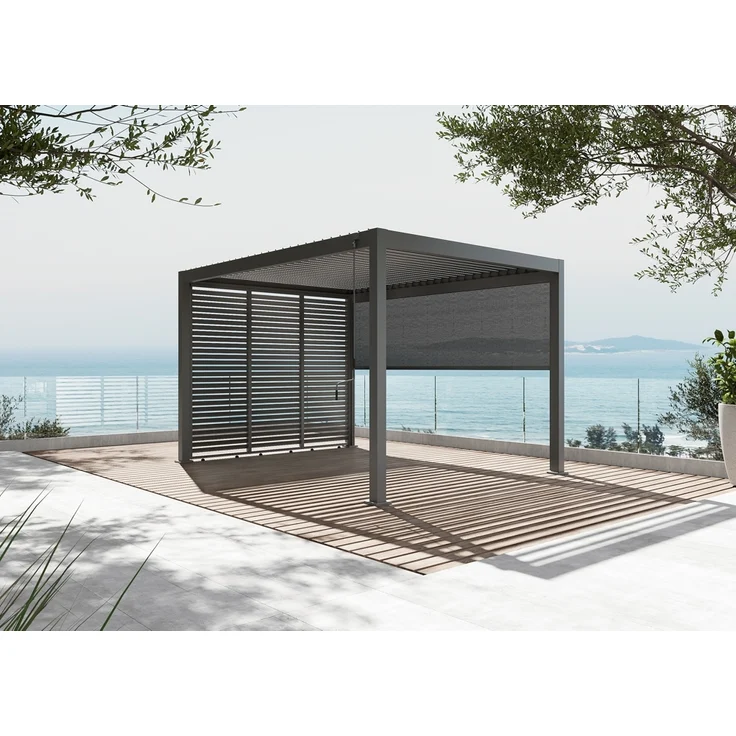 LINO Lamellenpavillon 300x300 Aluminium Lamellen, Pavillon Grau pulverbesch, Lamellen verstellbar – Bild 2