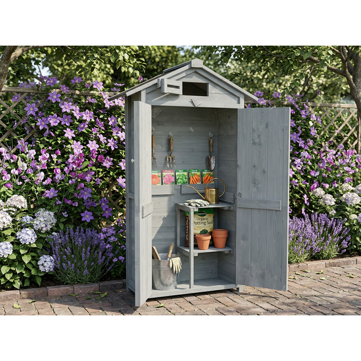 Werkzeugschrank aus Holz, ca. 88 x 45,5 x 168 cm, grau – Bild 7
