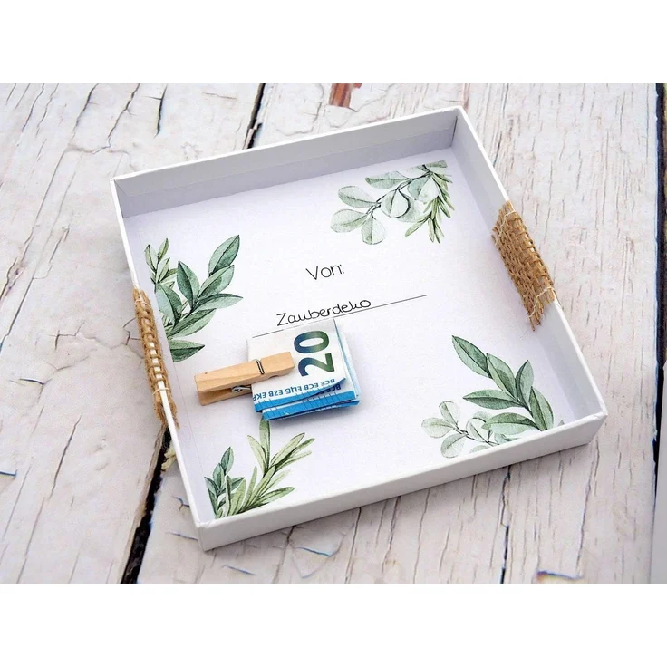 ZauberDeko Geschenkbox Geldgeschenk MIT NAME Kommunion Konfirmation Fisch Eukalyptus – Bild 8