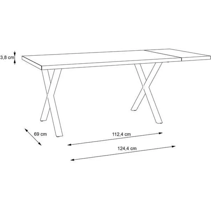 Forte GRIGOR Tisch 160, Großer Esstisch mit Metallbeinen und Verlängerungsplatte, Holzwerkstoff, Old-Wood Vintage Holzdekor/Schwarz matt, 160 cm breit x 75,8 cm hoch x 90 cm tief – Bild 5