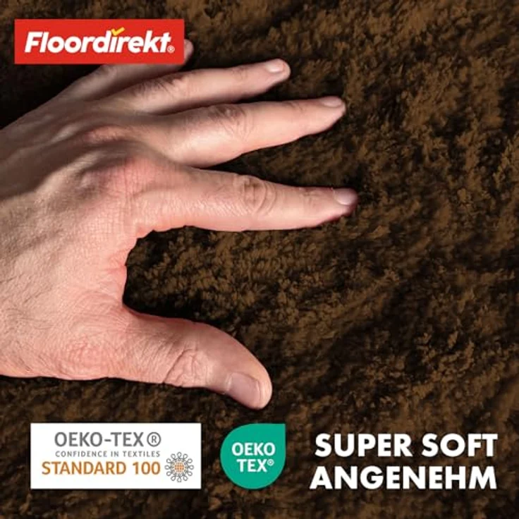 Floordirekt Badematte Sky, Rund, Dichtes Mikrofaser-Oberfläche, Rutschfest, Waschbar, Schadstoffgeprüft, Braun, 120 cm – Bild 4