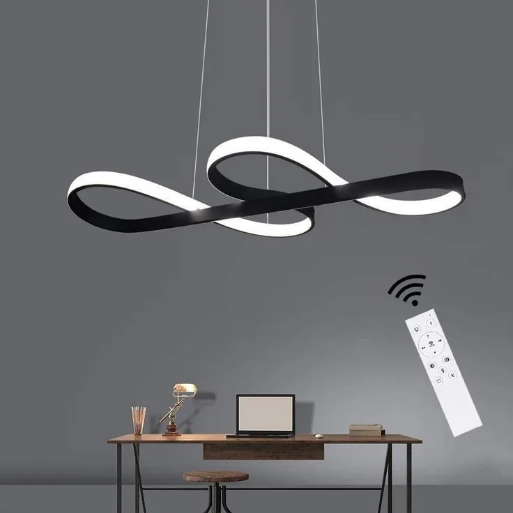 Nettlife LED Pendelleuchte Hängeleuchten Schwarz Dimmbar 47W, Höhenverstellbar, LED fest integriert, Warmweiß Neutralweiß Kaltweiß, Esszimmer Wohnzimmer Schlafzimmer Arbeitszimmer Büro
