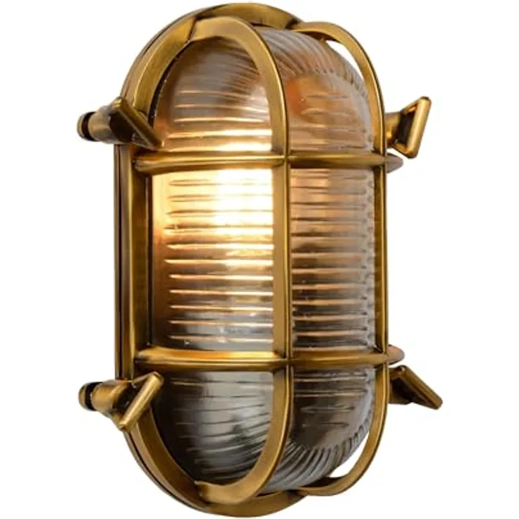 LUCIDE DUDLEY, Wandleuchte Innen/Außen, 1xE27, IP65, Aluminium, mattes Gold/Messing