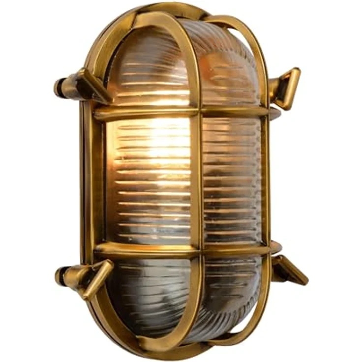 LUCIDE DUDLEY, Wandleuchte Innen/Außen, 1xE27, IP65, Aluminium, mattes Gold/Messing – Bild 1