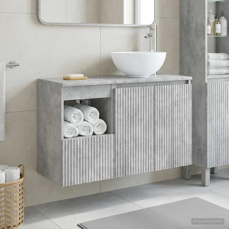 vidaXL Badezimmerschrank-Set 2 stk. Betongrau 79,5 x 35 x 80 cm 3404027 – Bild 1