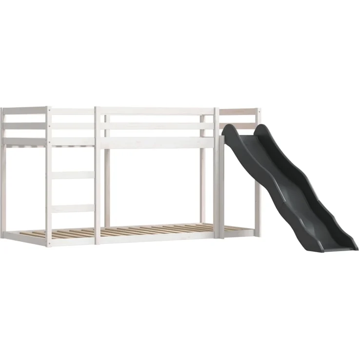 vidaXL Etagenbett mit Rutsche und Gardinen Weiß und Schwarz 90x190 cm 3284128 – Bild 4