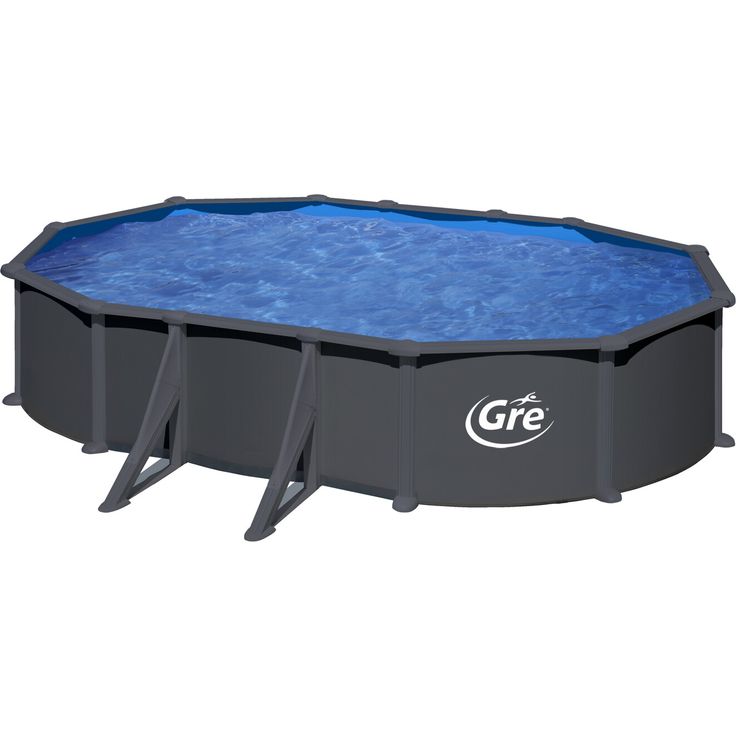 GRE Stahlwandpool-Set 'Anthracite' oval 500 × 375 × 132 cm, mit Seitenstützen, Sandfilteranlage 6 m³/h, Edelstahl-Sicherheitsleiter, UV-geschützter PVC-Liner