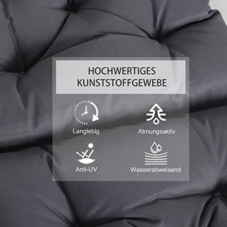 Outsunny Sitzkissen Auflage für Niederlehner Gartenstuhlauflagen, Grau, 98cm x 50cm x 8cm – Bild 3