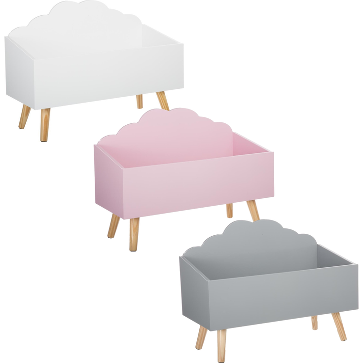 Aufbewahrungskiste für Kinderzimmer, Spielzeugkiste, 58 x 28 x 45 cm, Wolken-Motiv, MDF – Bild 8