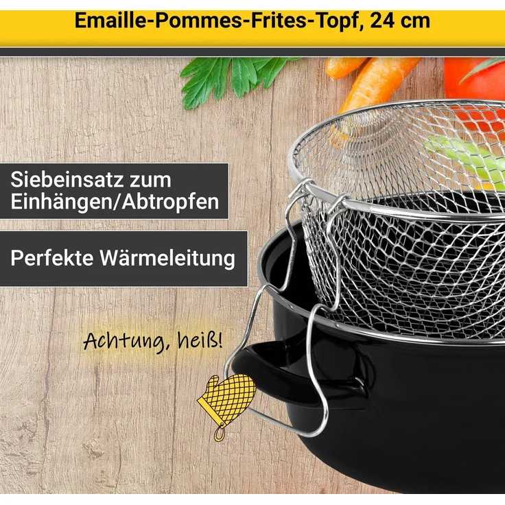 KARL KRÜGER Topf emailliert für Pommes Frites schwarz – Bild 3