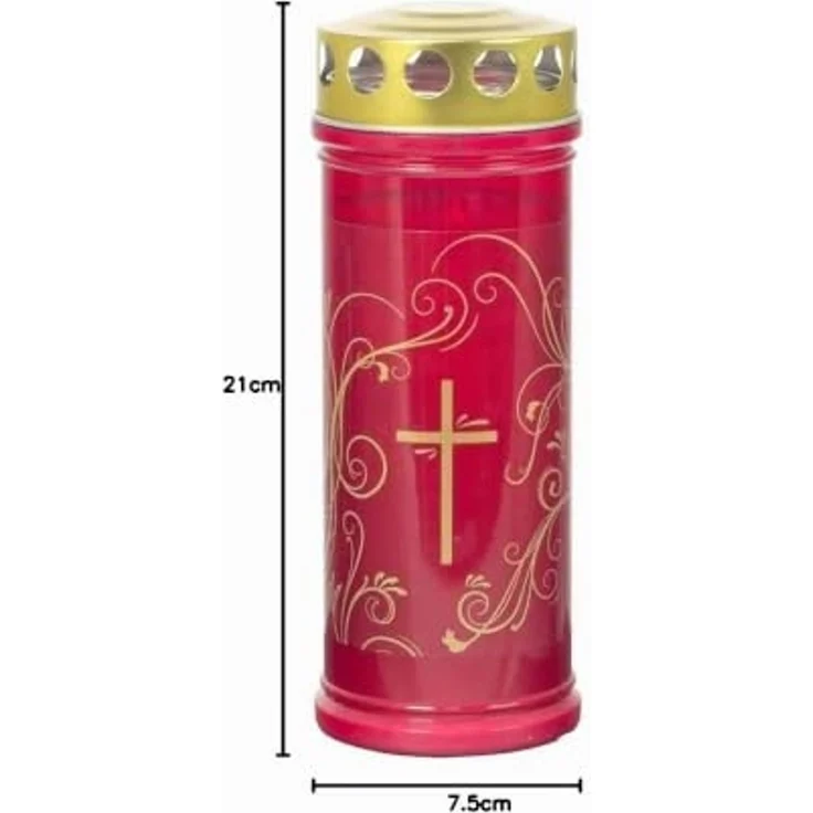Gedenkkerze rot mit Ornament 7 Tage – Bild 2