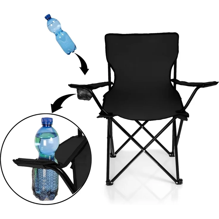 BigDean Campingstuhl Faltstuhl Campingstuhl Anglerstuhl Getränkehalter Klappstuhl (Packung, 1 St), Schwarz, Klappbar, Getränkehalter, Tragetasche – Bild 5
