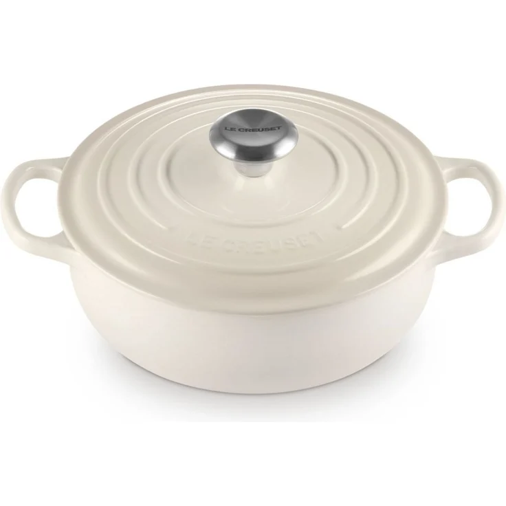 Le Creuset Sauteuse Bräter rund Signature 24 cm Meringue - Creme/Beige - 20 bis 24 cm – Bild 1