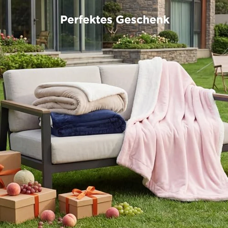 BEDSURE Decke Sofa Kuscheldecke Grau - warm Sherpa Sofaüberwurf Decke, Dicke Sofadecke Couchdecke, 150x200 cm XL Flauschige Wohndecke für Couch – Bild 6