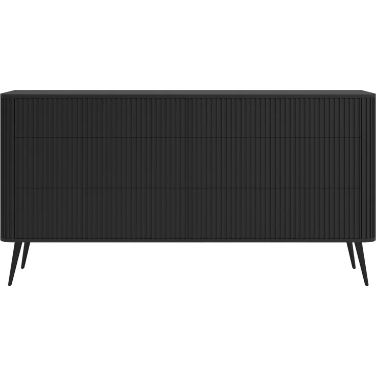 Selsey 'Ovarlo' Kommode mit 6 Schubladen, schwarz mit Metallbeinen, ca. 84 x 168 x 38 cm – Bild 6