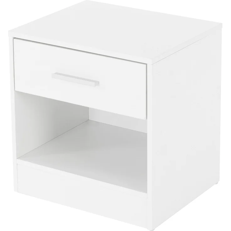 ML-Design Nachttisch mit Schublade und Ablagefläche, Weiß, 36,5x38,5x30cm aus melaminbeschichtetem Holz