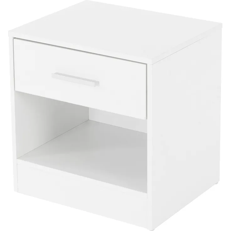 ML-Design Nachttisch mit Schublade und Ablagefläche, Weiß, 36,5x38,5x30cm aus melaminbeschichtetem Holz