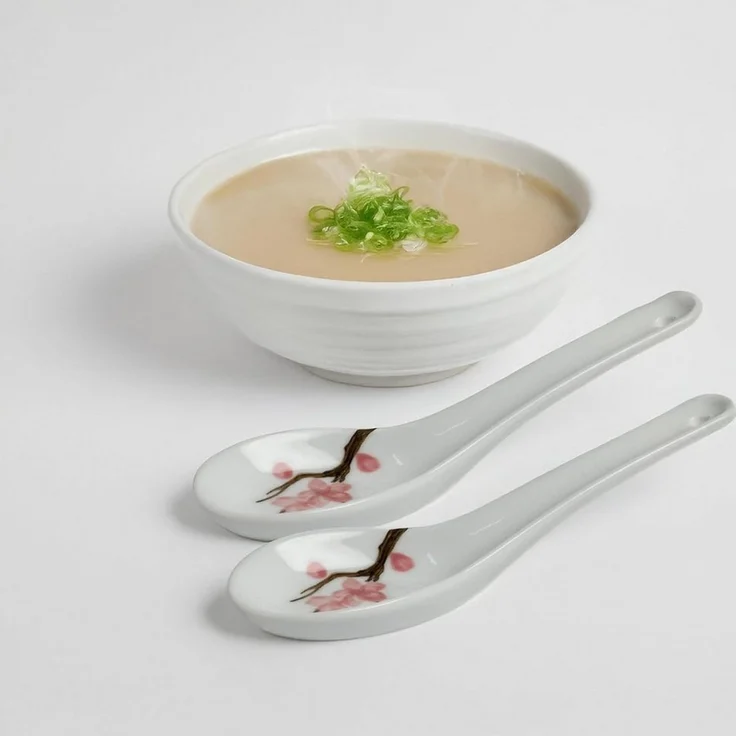 WestCraft Suppenlöffel Grey Series ASIATICA - Sakura, Porzellan-Löffel-Set Asien / Ramen, 14,5cm - Reis-Löffel - Suppen-Löffel, Servier-Löffel, Spoon-Set-Sakura – Bild 3