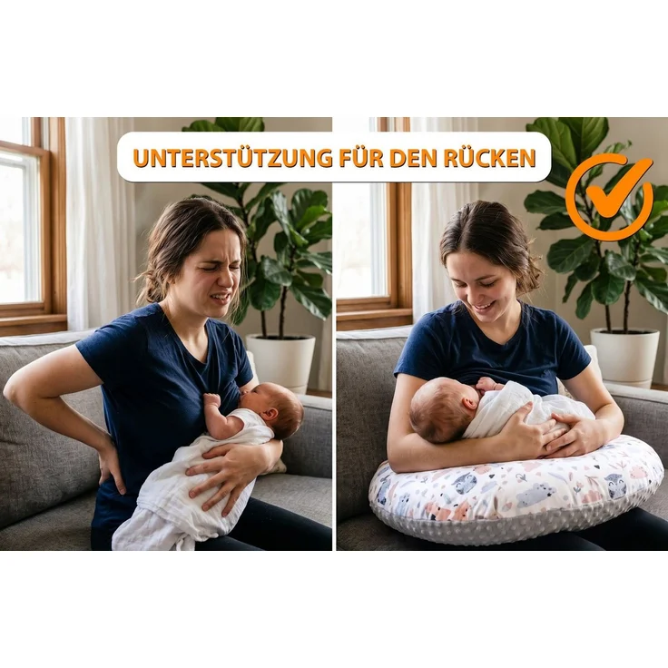 Totsy Baby Stillkissen klein Mond Minky 130 cm - Nursing und Breastfeeding Pillow Stillmond Stützkissen Stillhörnchen kleines Still Kissen und Lagerungskissen beim Stillen Oeko-Tex Safari – Bild 3