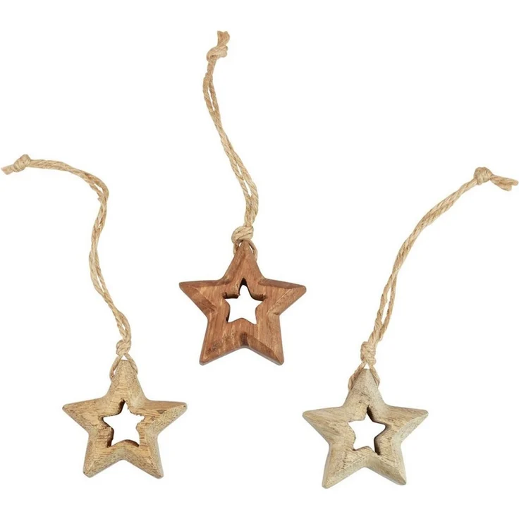Florists Products Christbaumschmuck Natürliche Holzsterne Dekohänger Weihnachtsschmuck Ø4,5cm 8er, 8 Stück – Bild 1