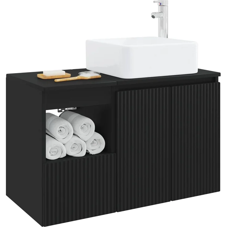 vidaXL Badezimmerschrank-Set 2 stk. Schwarz 83 x 35 x 80 cm 3404065 – Bild 3