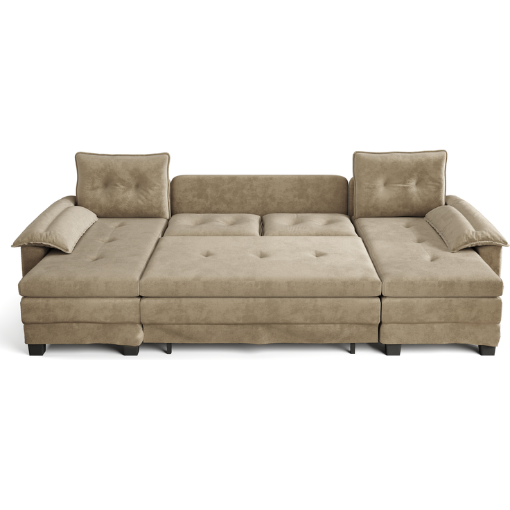 ZUBALIYA Schlafsofa 127x87 cm, mit USB - Anschluss, mit Ausziehbett, mit Chenille - Bezug, mit Samtbezug, modular aufgebaut, Weiß – Bild 16