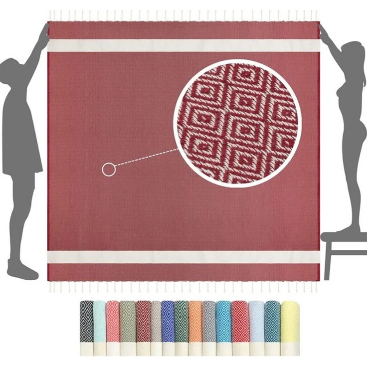 furora HOLIDAY Strandtuch XXL groß 200x200 cm Strand Tuch, aus Baumwolle, Stranddecke, Vielseitig, schöne Farben, hochwertige Verarbeitung – Bild 4