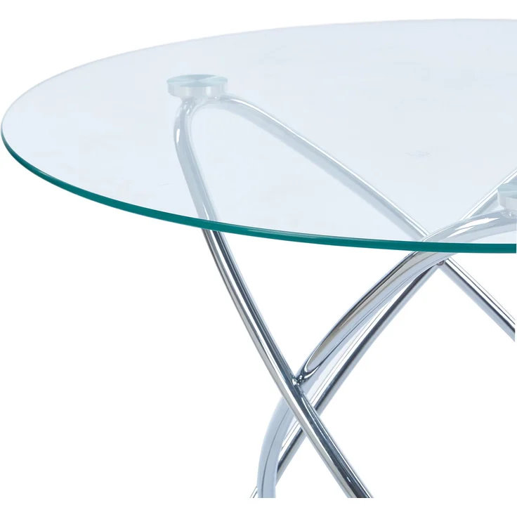 Esstisch aus Glas und Metall in Chrom, modernes Design, pflegeleichte Oberfläche – Bild 3