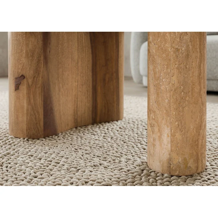 Couchtisch Sheesham 2er-Set natur sandgestrahlt lackiert / Marmor weiß ORGANIC COLLECTION #33 – Bild 7