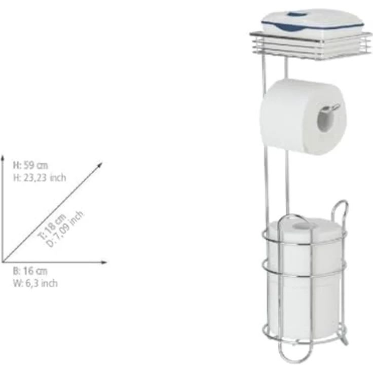 WENKO Toilettenpapierhalter, Chrom, mit Bevorrater und Ablage – Bild 7