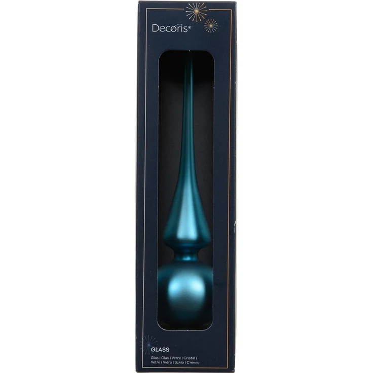 Kaemingk Christbaumspitze, Christbaumspitze Glas 26cm - Folkloreblau matt
